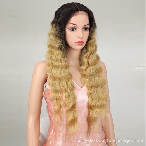 Magic Hair 28  Inch Wigs For Black Women Synthetic Lace Front Wig Long Wavy Hair Blonde Ombre Hair Synthetic Heat Resistant Hai